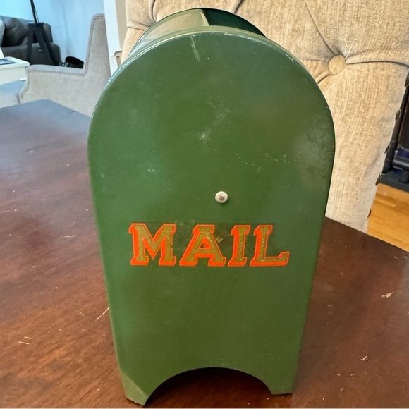 Vintage Mailbox Bank All American 9" Tall Steel Collection Box 1950/60s Green - Picture 3 of 16
